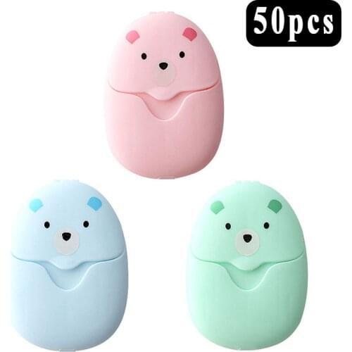 50pcs Travel Portable Soap Paper Disposable Soap Hand Soap Cleaner Bath Washing Hands Clean Scented Slice Mini Paper Soap