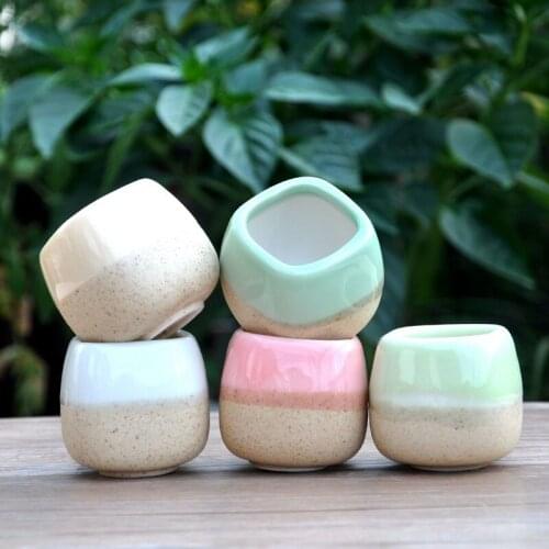 60pcs Mini Ceramic Flowerpot Multi Color Square Succulents Pots Special Purpose Reusable Green Plant Flower Pots W9933