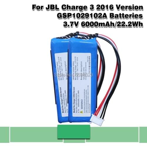 3.7V 6000mAh Battery For JBL Charge 3 2016 Version Player Speaker Li-Polymer Rechargeable Accumulator Replacement GSP1029102A