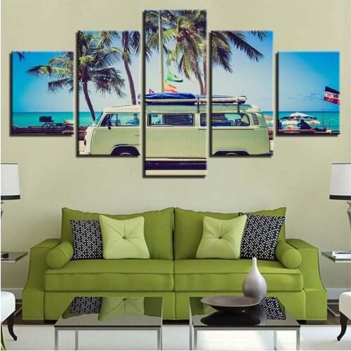 Diamond painting 5 pcs coconut tree bus diamond embroidery full drill square Rhinestones mosaic beach car LandscapeZP-3154