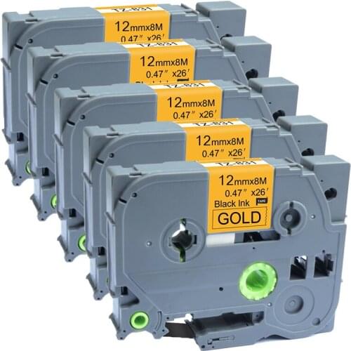 AOMYA P-Touch 5 PCS Compatible for Brother TZe-831 12mmx8m Standard Labeling Tape