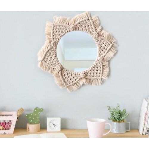 Boho Macrame hand-woven simple home hang - up living room wall hanging decorations decorative mirror wall tapestry wall hanging