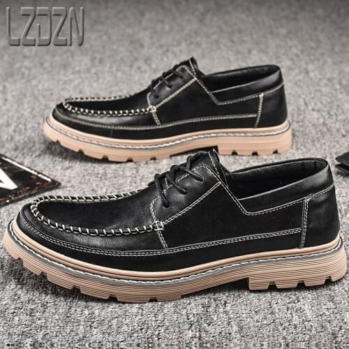 Inner Increase Tooling Trendy Mens Shoes Wild Big Head Genuine Leather Chelsea Boots Low-Cut Martin Cowhide Boots Autumn Shoes