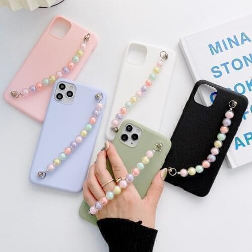 For iPhone 12 11 Pro Max Xs XR 6 7 8Plus Case Soft TPU Colorful Pearl Bracelet Case