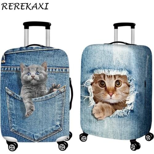 Suitcase Elastic Case Cover 3D Cat Luggage Protection Covers 18-32Inch Baggage Trolley Trunk Dustproof Cover Travel Accessories