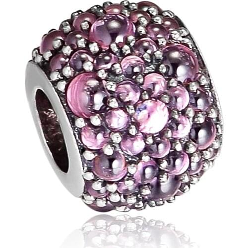 CKK 925 Sterling Silver Shimmering Droplets Pink Charms Original Beads Fits For Bracelets & Bangle DIY Jewelry