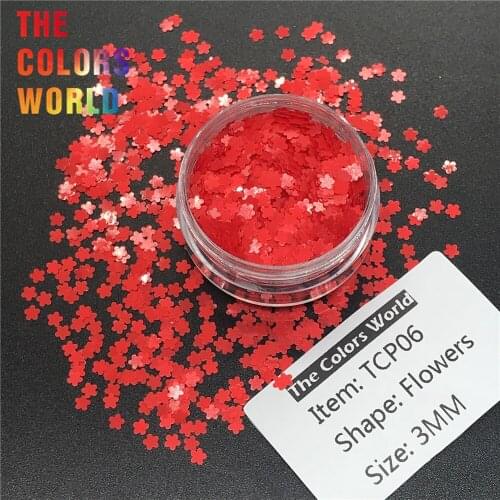 TCT-205 Flower Shape Solvent resistant Color 3MM Glitter Nail Art Decoration Nail Gel Body Glitter Makeup Handwork Crafts DIY