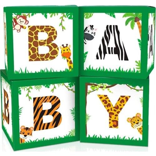 Decorations Safari Jungle Animals Balloon Box for Gender Reveal Party Supplies Birthday Party Blocks Decorations
