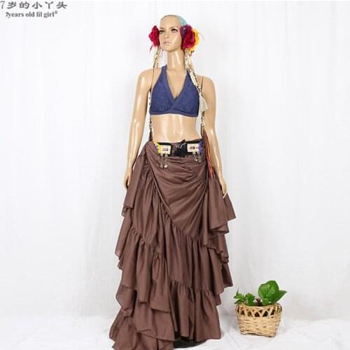 Women ATS Tribal Belly Dance 100% Cotton Skirt Tribal Bohemia Ladies Gypsy Long Skirt Full Circle Dance Clothes CMM03