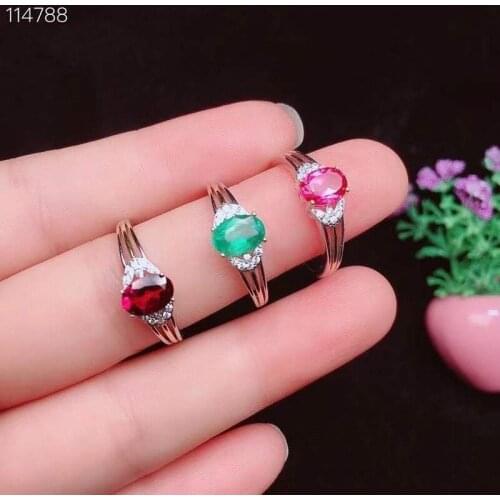 Elegant 925 Silver Emerald Ring Natural SI Grade Emerald Silver Ring Sterling Silver Emerald Jewelry Romantic Gift for Girl