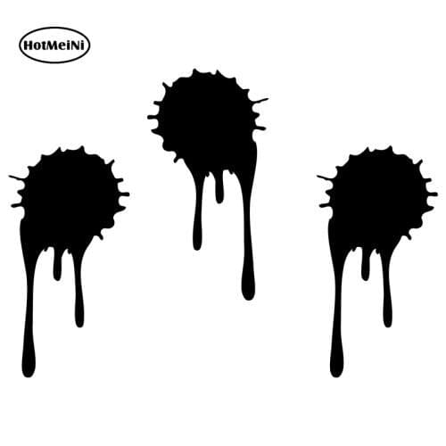 HotMeiNi 3x Paint Splash Bullet Holes Funny Cute Car Window Decor Vinyl Decal Car Sticker Waterproof Black/Silver 3.8*7cm