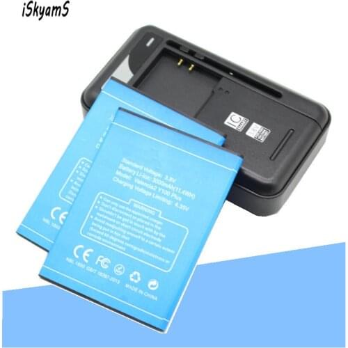 ISkyamS 2x 3000mAh High Quality Replacement Battery +Charger for Doogee Y 100 Plus For DOOGEE Valencia 2 Y100 Plus Batteria
