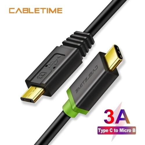 Cabletime USB Type C to USB2.0 Micro Cable M/M for Camera Type C 3.1 to Micro B Date Fast Charging for New Apple Mac Book N174