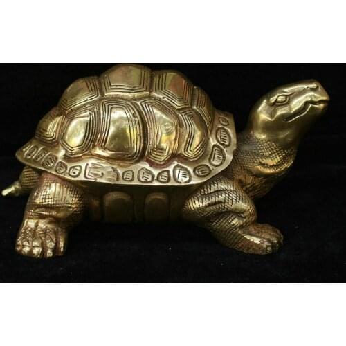 Chinese Folk Fengshui Bronze Brass Lucky Animal tortoise Turtle Statue Sculpture