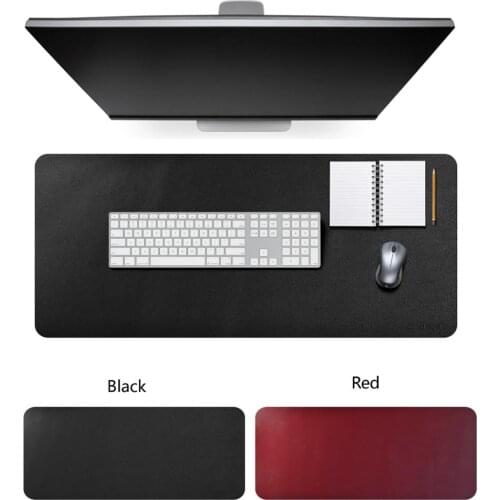 Chihein Office Desk Pad Large Mousepad 95x40cm Waterproof PU Leather Keyboard Mat Dual Use Writing Mat for Office/Home-Black/Red