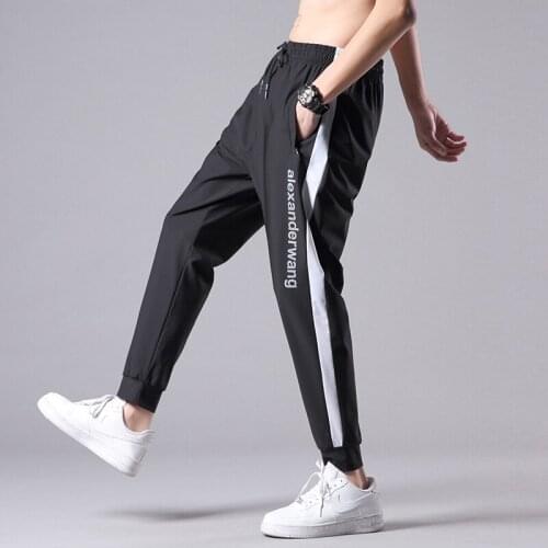 Summer Thin Boys' Sports Korean Fashion Loose Casual Pants MenS Ice Fast Drying 9-Point Pants Youth Student Large Trousers