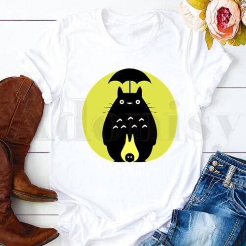 Miyazaki Hayao Anime Totoro Studio Ghibli Kawaii Short Sleeve Female Tops Tees Harajuku Vogue VintageT Shirts Womens T-shirt