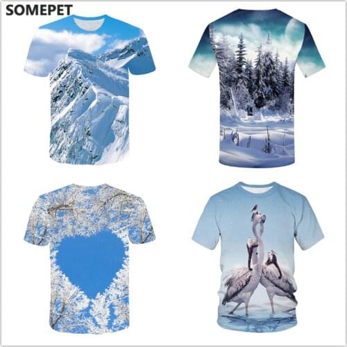 2020 Ice and Snow Animals Male Landscape Scenery T shirt Men/Women 3d Print Snow Mountain T-shirt Unisex Casual Summer Tees Tops