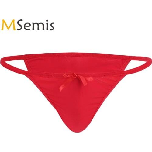 Mens Bikini Underpants Hot Lingerie Sissy Sexy G String Bowknot Tanga Panties Gay Mini Briefs Underwear Jockstrap Homme Knickers
