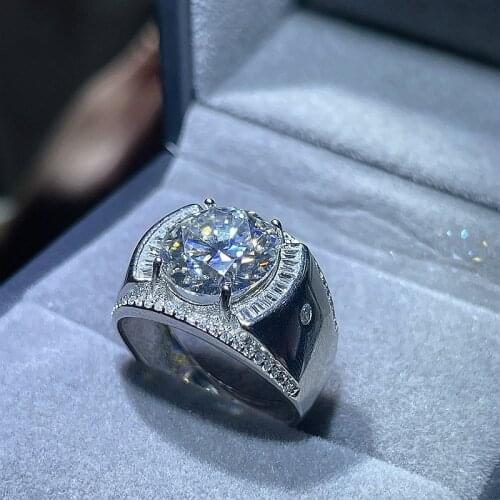 Jewelry Moissanite Ring for Man Fashion Man Silver Moissanite Ring 925 Silver Moissanite Man Jewelry 5ct