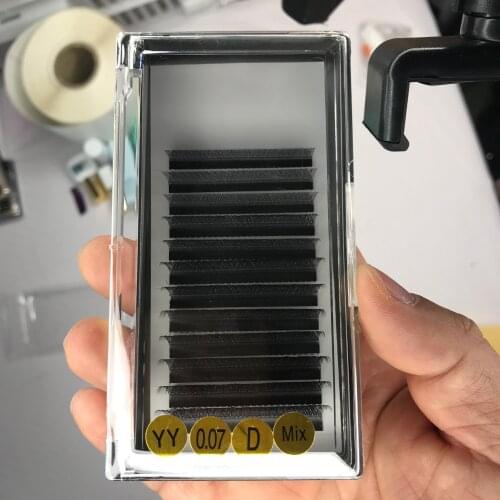 Domi Decemars YY Eyelash Extension Bulk Cilios YY Kepki Rzes Extension De Cils Pre Made Volume Lashes 8-15mm 0.07 C CC D curl