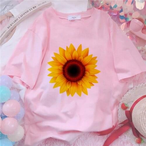 New Summer Beauty sunflower Printing Female Tshirt Clothes Harajuku Kawaii Womens T-Shirt Female Fashion Harajuku Graphics Tops