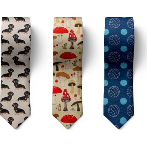 New Fashion 8cm Men Necktie Novelty Mushroom Dog Funny Tie For Men Wedding Business Party Casual Tie Gravata Accessories Gifts