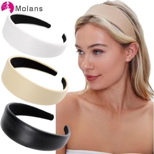 MOLANS New Faux Leather Headbands Eleg Simple 4cm Width PU Leathers Women Hairbands Fashion Wide Hair Hoops Female Headbands