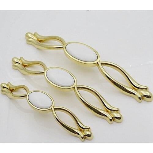 Modern simple wardrobe door handle High - grade ceramic handle Rural drawer handle K golden closet kitchen pulls handle 128mm