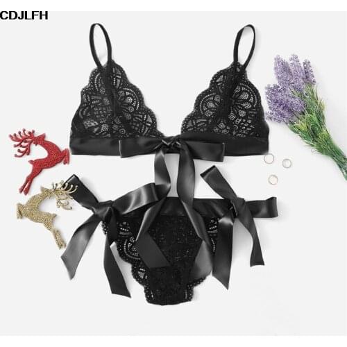 Sexy Lingerie Black Silk Lace Sleepwear Set Sexy Lingerie Set 2020 Girl Sexy Underwear Lace Erotic Temptation Babydoll