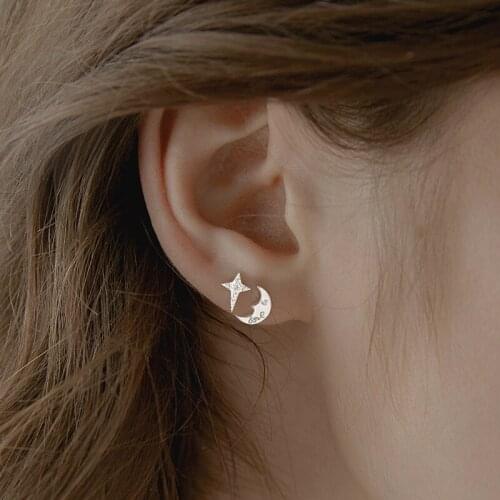 Stud Earrings Star Moon For Women Zircon Letter Korean Fashion Simple New Hot Sale Commuting Girlfriend Jewelry Present BOYULIGE