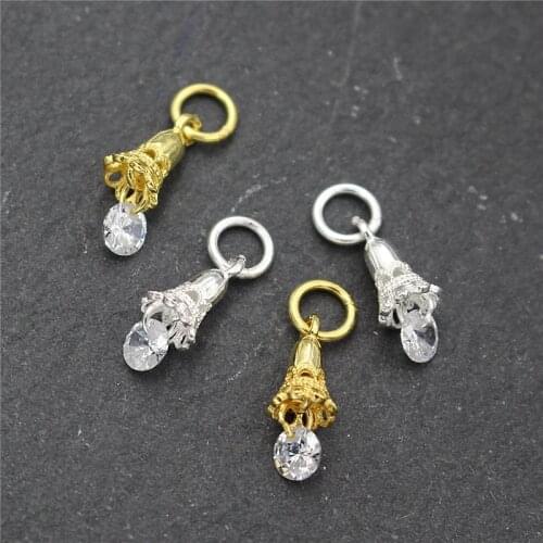 100% 925 Sterling Silver Windbell Charms Pretty Gold Ornament Pendant Accessories DIY Earrings Necklace Jewelry Making Materials