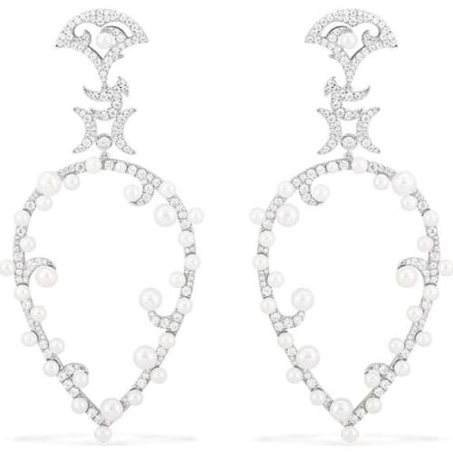 SOELLE Fashion Real 925 Sterling Silver Large Pear Shaped Pearls Earrings with High Quality AAA Zircon Women Luxury Fine Jewelry