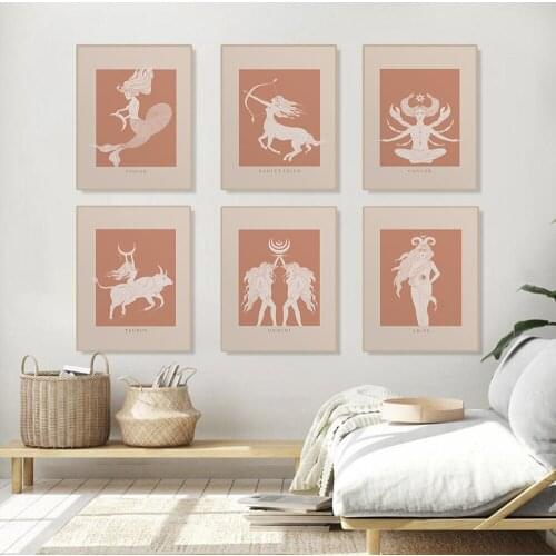 Constellation Nursery Wall Art Canvas Poster Prints Astrology Sign Minimalist Geometric Painting Nordic Boho Decoration Pictures
