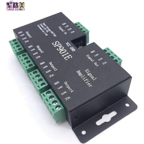 SP901E led SPI controller DC5V-24V LED Signal Amplifier 4CH group Amplifier for dmx512 led pixels strip magic module WS2812 2811