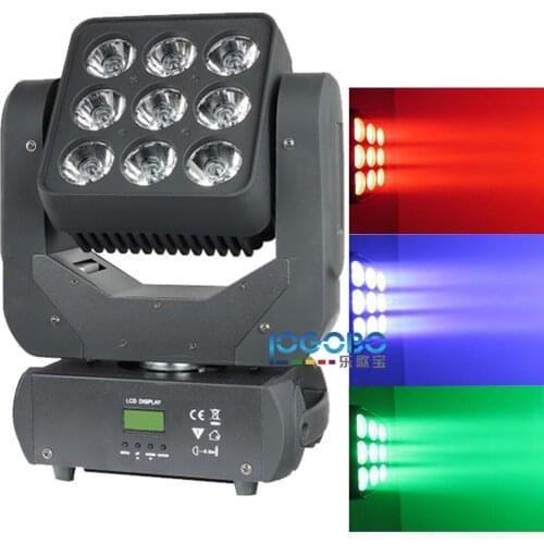 Free Shipping DMX 512 Led Disco Matrix 9x10W Led Uplights RGBW Mini Projector Movinghead Beam Strobe Professional Stage Lighting