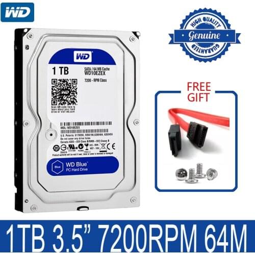 WD BLUE 1TB Internal Hard Drive Disk 3.5" 7200RPM 64M Cache SATA III 6Gb/s 1000GB HDD HD Harddisk for Desktop Computer