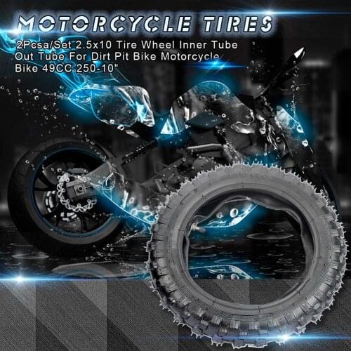 2Pcs/Set 2.5x10 Tire Wheel Inner Tube + Out Tube for Dirt Pit Bike Motorcycle Bike 49CC 250-10"