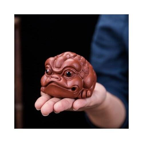 Yixing purple clay tea pet all handmade ornaments tea accessories Ruyi Yuntoad mud raw ore purple sand tea pet yixing