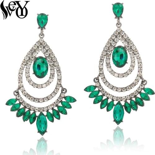 VEYO Luxurly Drop Crystal Earrings for Women Hyperbole Hollow out Drop Rhinestone Earings Fashion Jewelry