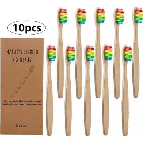 10pcs Children Bamboo Toothbrushes Soft Bristles Oral Care Tooth Brush
