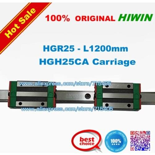 100% genuine original HIWIN BRAND Linear Guide1lot 2pcs HGR25 1200mm rail with 4pcs HGH25CA carriage