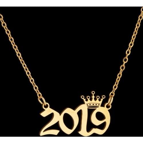 1980-2020 Year Number Necklaces Stainless Steel Gold Custom Birth Year Pendant Necklaces Birthday Gifts Wholesale Dropship