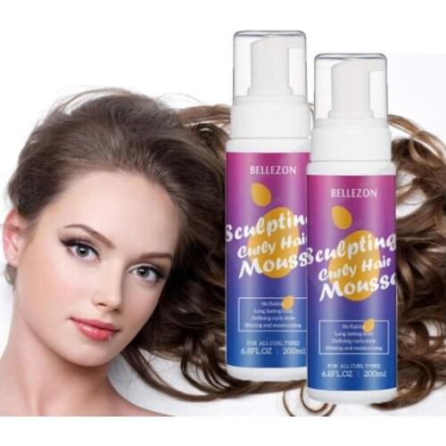 2pcs 200ml Strong Hold Hair Mousse Styling Define Curly Hair Finishing Fixative Hair Foam Mousse Curly Anti-Frizz Hair