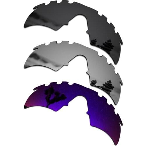 SmartVLT 3 Pieces Polarized Sunglass Replacement Lenses for Oakley M Frame Hybrid Vented Black & Silver Titanium & Plasma Purple