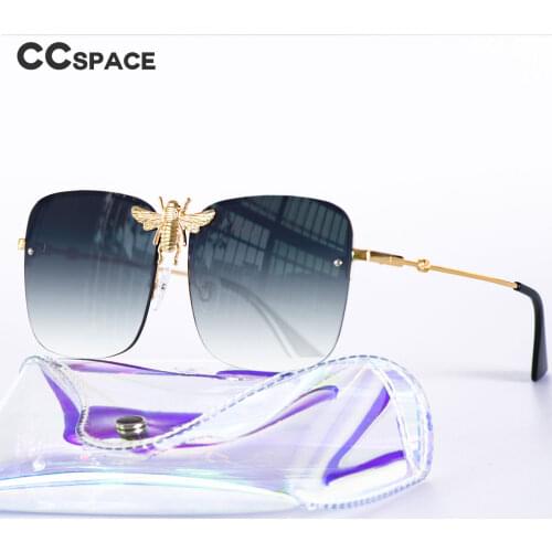 51007 Square Metal Big Bee Luxury Sunglasses UV400 Retro Men Women Shades