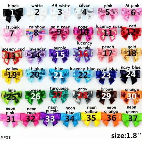 60 pcs/lot ,4.5 cm mini hair sequin bow Embroidery flash sequins tie bow Clothing headwear accessories