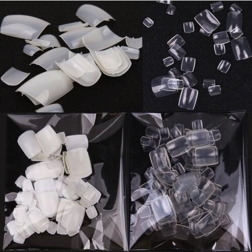 Acrylic Pointed Fake Nails Coffin Natural White Transparent Tips for Feet False Nail Manicure Tools Art Decorations Toenail