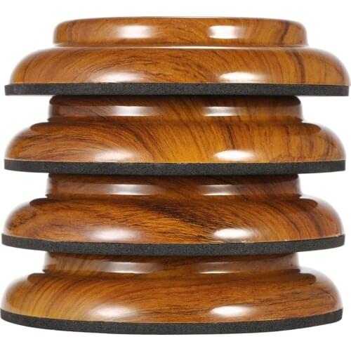 Anti-slip Toughness Double Round Acrylic Upright Piano Caster Cups w/ Rose Wood Pattern & EVA Mat