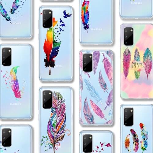 Beautiful Feather Case For Samsung Galaxy A51 A50 S20 S10 A71 A70 A40 S9 S8 A30 A20 S7 S10e Ultra Note 10 9 8 Edge Plus Silicone
